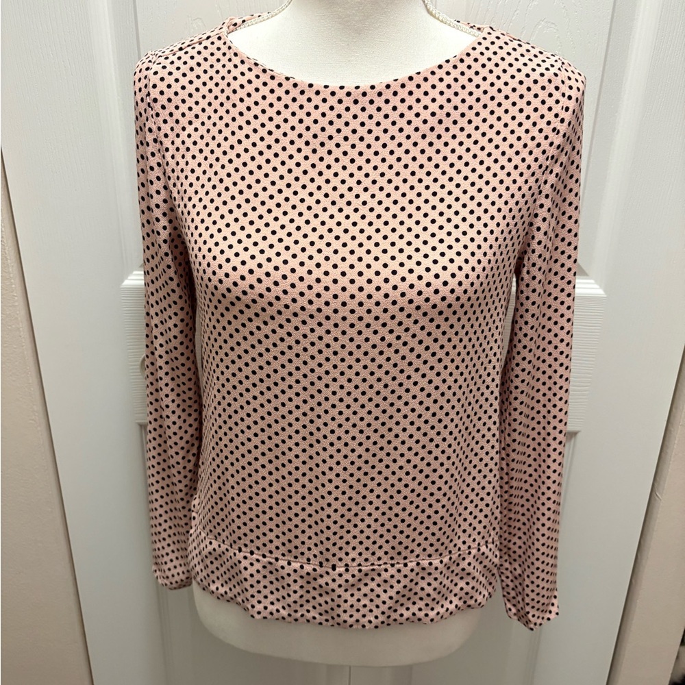 Philosophy Blush Pink Long-Sleeve Polka Dot Blouse